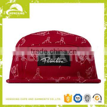 Wholesale red 5 panel cap 100% cotton 5 panel cap