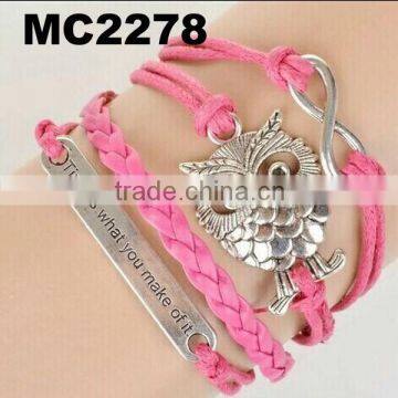 Cheap Personalised Braided Leather Rope Infinity One Direction Bracelets photo-3