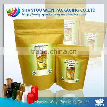 label printing stand up black tea bags with zipper