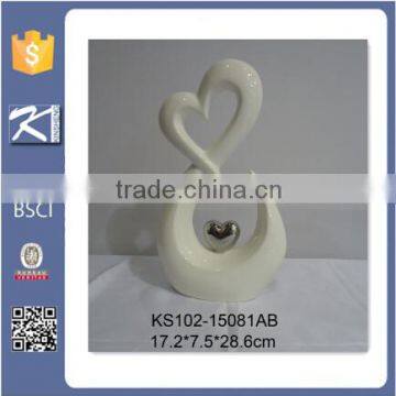 New Style White Porcelain Heart Figurine Home Decoration photo-4
