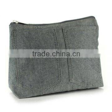 Denim jean zipper Cosmetic bag