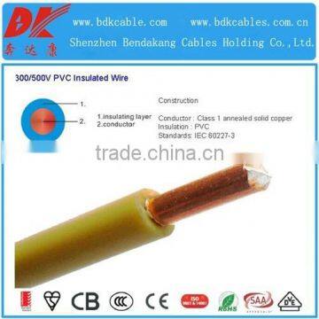 single core pvc cable 120mm2 450v 750v electric cable copper core pvc insulation blue bv cable 10mm2 single core cable