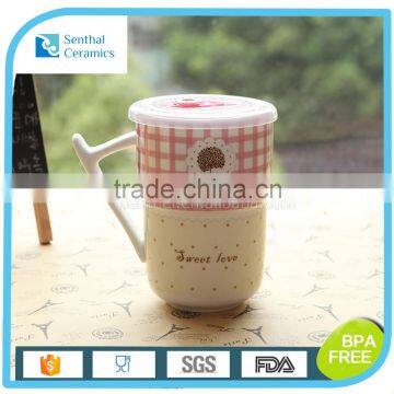 Customize ceramic porcelain tea cup mug with PP lid