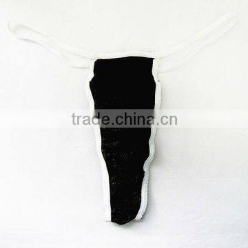 Black Disposable Sexy G-string With White Elastic photo-3