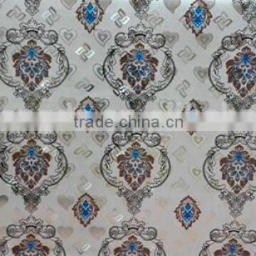 golden embossed pvc tablecloth in roll new design with blue flowers