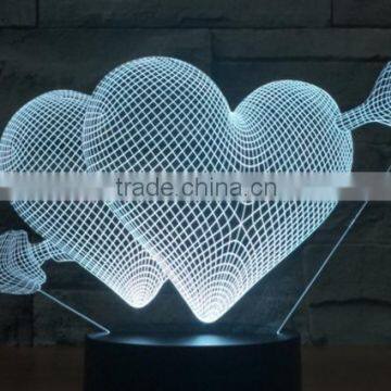 266-Romantic Heart Love Shape Led Lamp 3d Optical 3d Sculpture Illusion Art Special Light Desk Led Lamp photo-6