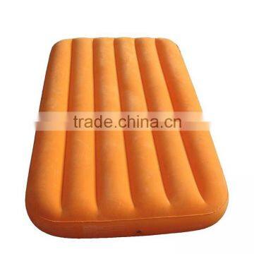 customized durable camping orange flocked inflatable air mattress bed