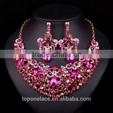Wholesale Fashion Crystal Rhinestone Necklace Earring Diamond Jewelry Sets Dubai photo-3