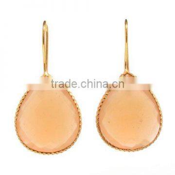 chalcedony Earrings Teardrop Earring tear drop dangle earrings Handmade Earring Gold Earring