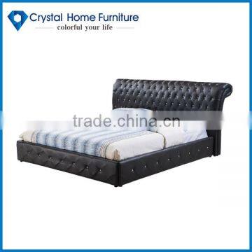 2016 Luxury genuine leather bed italian furnture