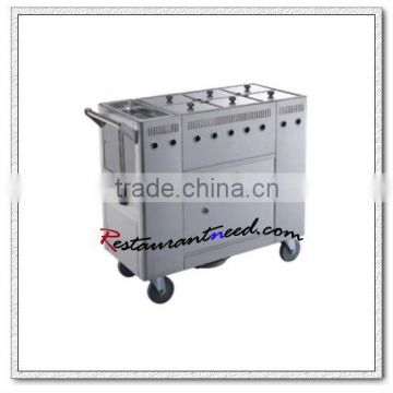 S102 6-Tank Gas Stainless Steel Kitchen Trolley