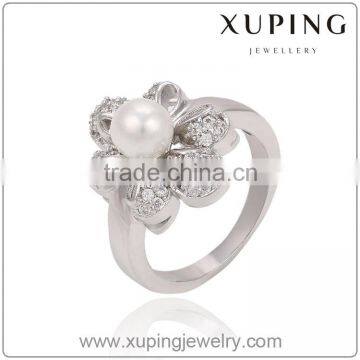 13511 rhodium color jewelry ring, latest pearl ring design, 2016 imitation pearl ring