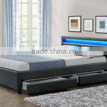 Exclusive Italian Designer Curve PU Leather LED Bed photo-4