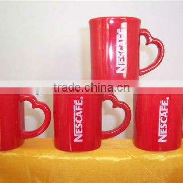 Red Nescafe Mug with Heart Handle