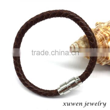 braided brown real bracelet leather stainless