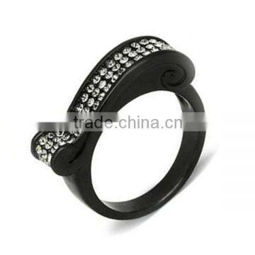 IP-BLACK setting stones wholesale design fashion ring stainless steel ring