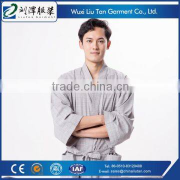 Grey Plaid Men's Sexy Asian Pajamas Sleepwear Producer photo-2