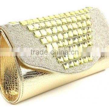 Indian Purse Women Gold Crystal pu Hand Bag photo-2