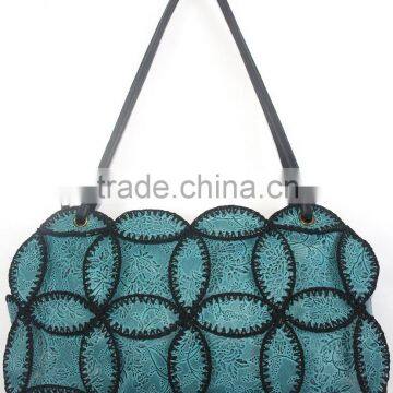 china classic style 2016 ladies trending leather bag large size leaf shape design multifunction inside