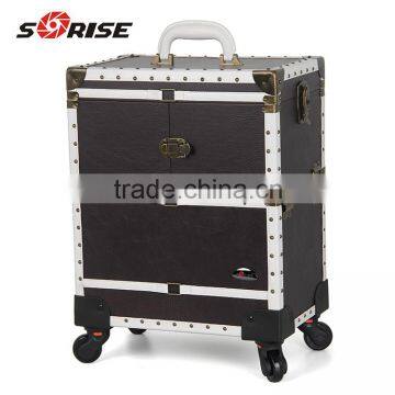 2016 Sunrise Easy To Carry Combination Lock Hard Side Cosmetic Case PVC Makeup case