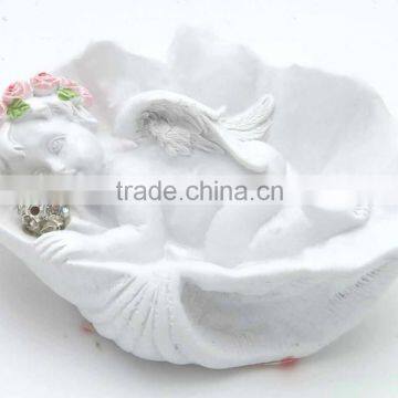 White Porcelain Angel Figurine Sleep in Clamshell