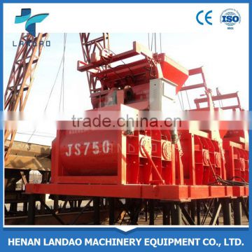 High Efficency Hydraulic discharge JS750 electric double shaft concrete mixer