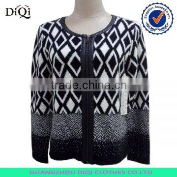 Geometric Jacquard Pattern Sweater Knit Cardigan