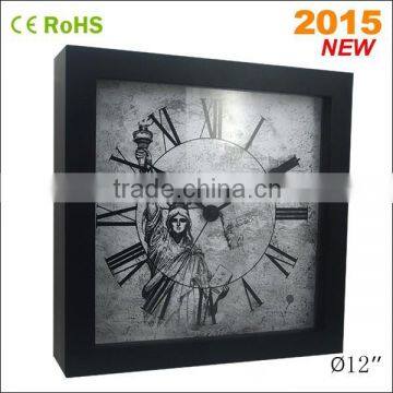 2015 wood or MDF black square clock wall(12SF03BL-148)