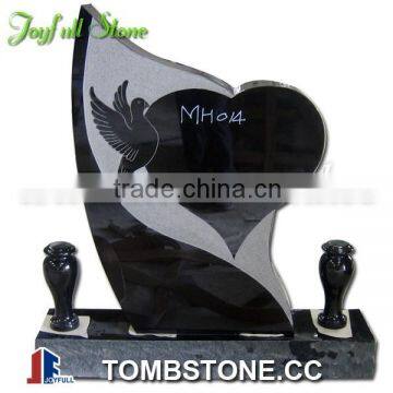 European Headstone Designs, headstone with heart, dove and vases