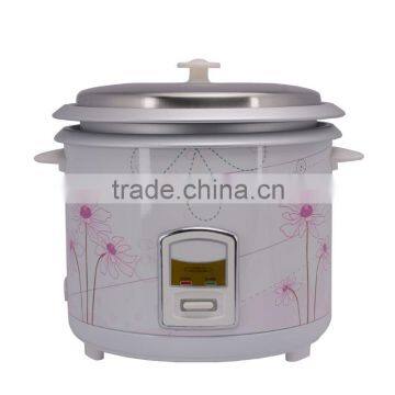 Cylinder flower pattern steel lid white pot rice cooker