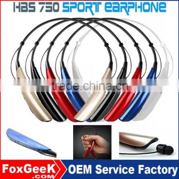 Wholesales mini wireless bluetooth earphone HBS 750 neckband headset glowing earphone with smart bluetooth