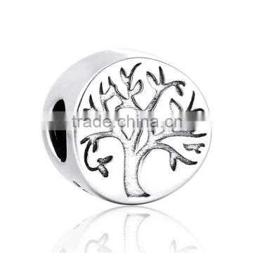 Sterling Silver Family Tree of Life Bead Charm Fits Bracelet Charms