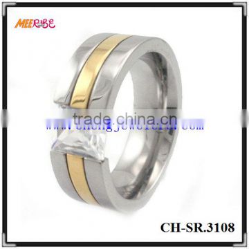 High polished gold stainless steel crystal diamond napkin ring