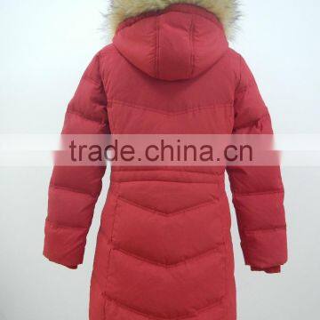 Rib Collar & Cuff Puffy Quilted Toggle Waist Faux Fur Trim Hood Down Coat Womens photo-4