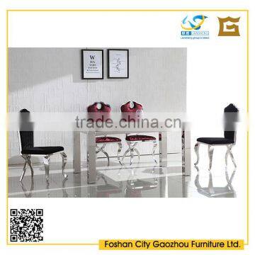 Hot selling elegant metal dining room furniture marble top dining table sets