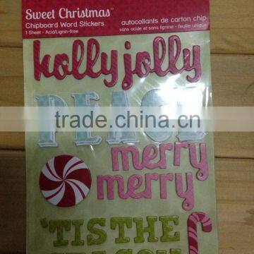 Merry Christmas decor chipboard wall sticker