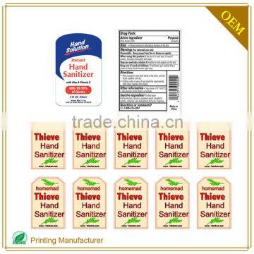 Hot Sale Hand Sanitizer Label Wash Care Washable Adhesive Labels