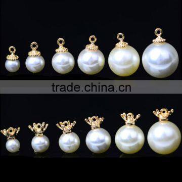 Different Size Alloy Hat Pearl Pendant Garment Accessories Metal Trims White Alloy Pearl Button photo-1