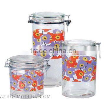 3pc Oval Glass Jar Set