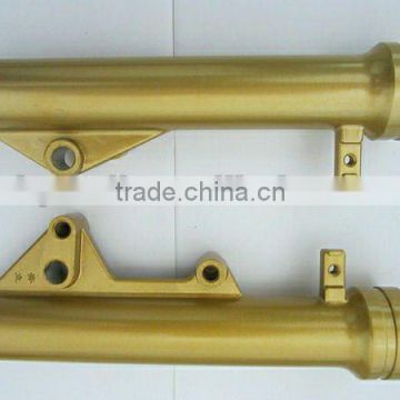 Golden motorcycle front shock absorber pair