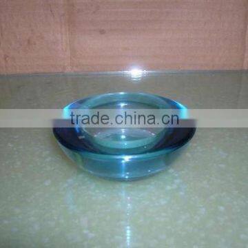 small plate shape Blue Glass Candleholder crafts