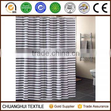 100% polyester grey striped shower curtain for hotel