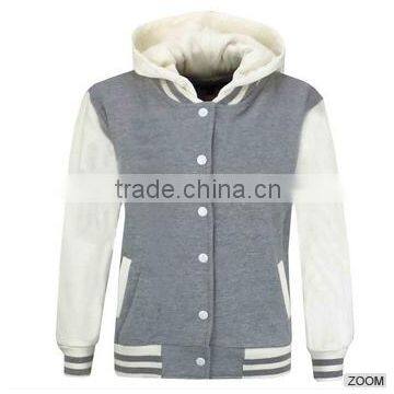 Dull grey bleach color varsity jacket for Unisex wearing