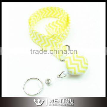 Retractable ID Badge Reel Fabric Chevron Lanyard