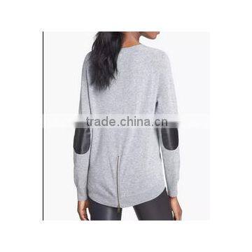 latest design lady's light weight sexy tops sweater with elbow patch