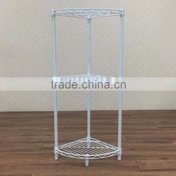 3 Tier corner bathroom triangle shelf storage rack powder coating white