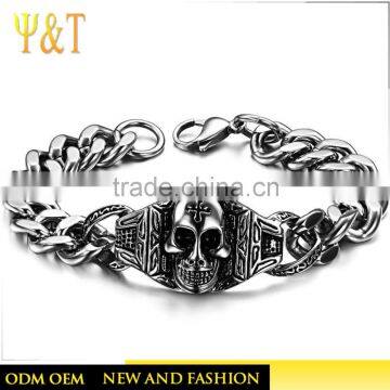 Jingli Jewelry Fashion 316 stainless steel skull biker jewelry bracelets mens charm bracelets