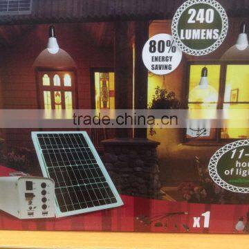 2015 20W solar lighting kit with led lamps and USB port/solar led bulb
