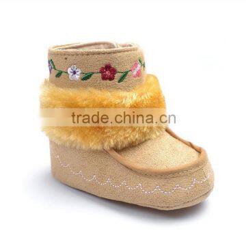 Foreign trade embroidery baby boots warm Khaki shoes wholesale baby shoes