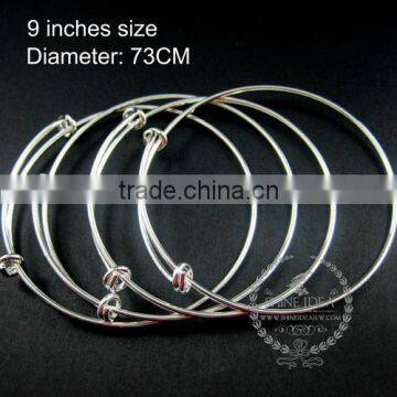 73mm diameter brass silver plated simple adjustable wiring bracelet for beading 1900049